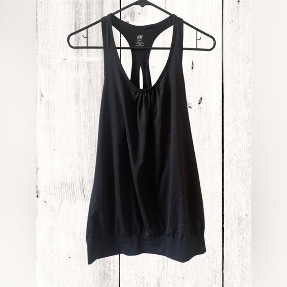 H&M Sports Womens Black Workout Tank Top Medium Racerback Key Hole Back - Picture 1 of 7